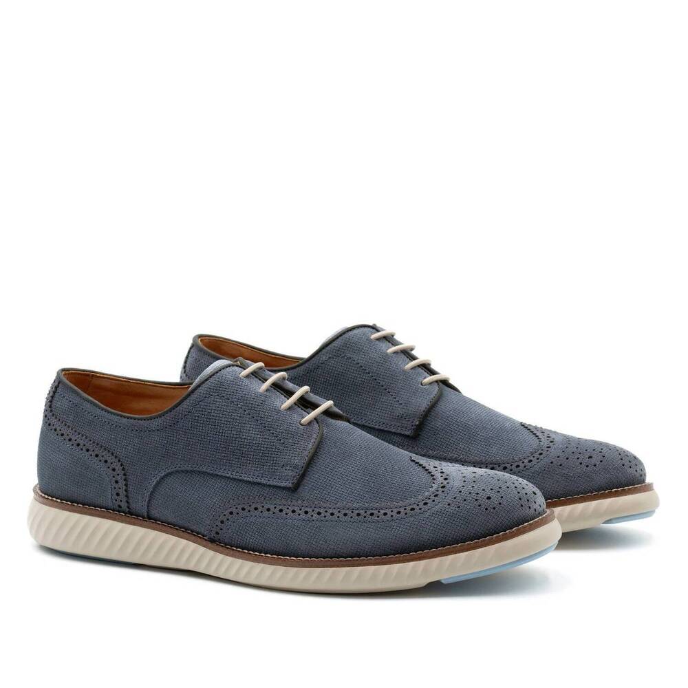NEW MARTIN DINGMAN men's countryaire suede wingtip dress shoe in marine